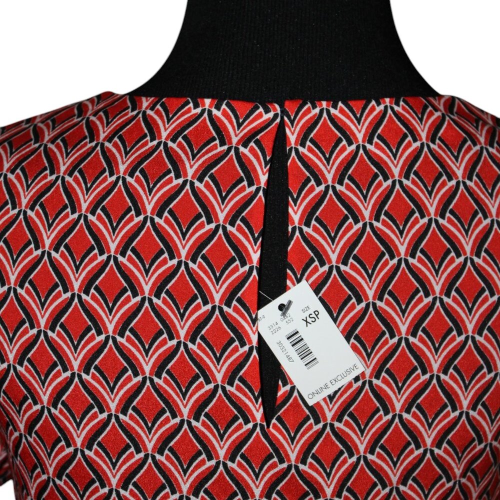 The Limited Women's Red Blue Shift Sheath Modal Shirt Dress XSP NWT'S - Picture 9 of 14